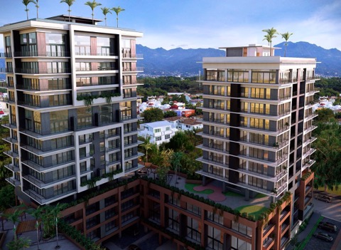 Vista de las torres 1 y 2 de Zoho Skies Puerto Vallarta