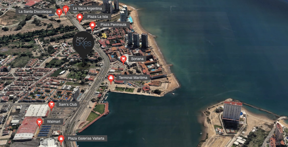 Ubicación de Zoho Skies en la Zona Hotelera de Puerto Vallarta